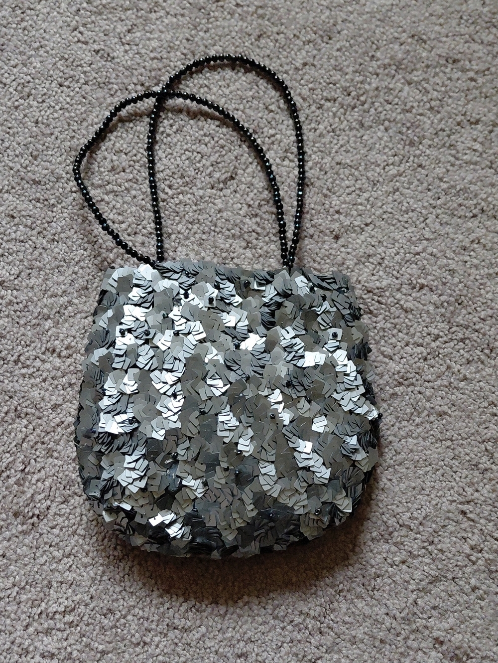 Silver Sequin Evening Bag